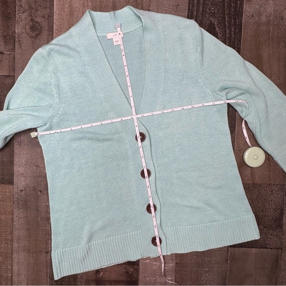 J. Jill Mint Green Cardigan Sweater V-Neck Knit - Picture 9 of 11
